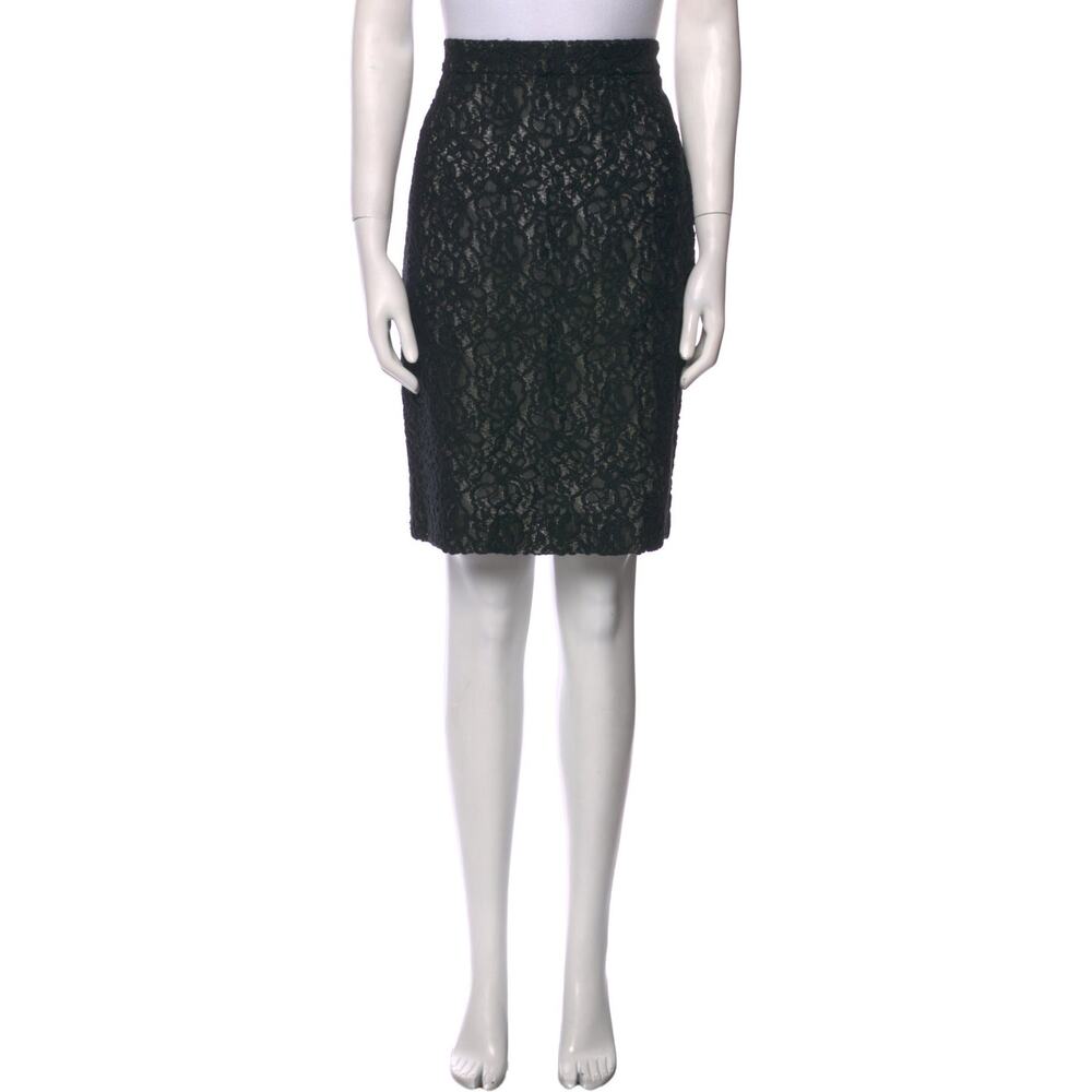 Moschino Womens Lace Pencil Mini Skirt Black Floral Textured Side Zip Size 10